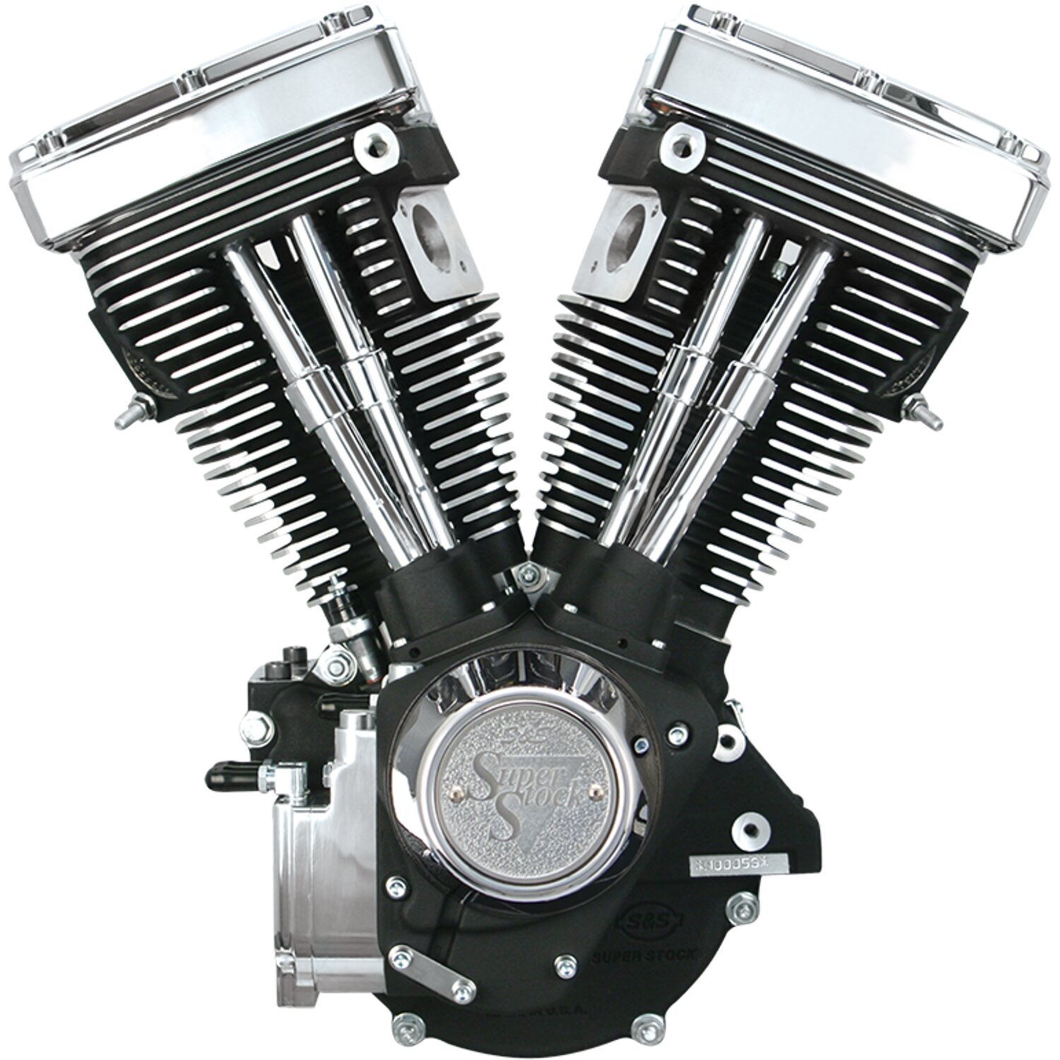 S&S, V80" basic engine assembly, Black, Wrinkle