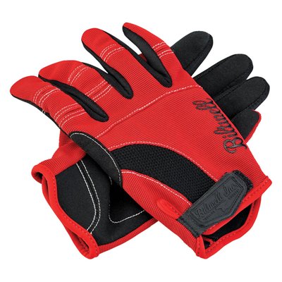 Biltwell Moto Gloves are designed for riding and working on motorcycles—no carbon fiber, no fringe and no compromises. Rugged single- and double-needle polyester stitching throughout and smart screen thumb and finger tips. Synthetic leather palms provide traction while ventilated backs breathe to keep hands cool and dry.