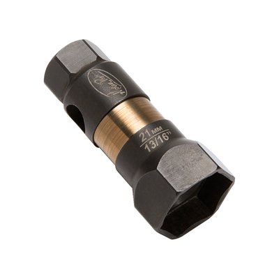 18mm socket, for most 12mm threaded spark plugs. Used with a 3/8" square drive or 17mm wrench. Allows a fixed or up to a 15° angle swivel drive when used with the 567325 optional wobble extension bar. The wobble extension is used to gain better (angled) access to hard to reach places.