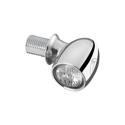 chrome; clear lens; front; white light; length: 14mm/diameter max 10mm; glass diameter 7,8mm; ECE approved; M5x6.5mm threaded; with Power LED & Extranz lens technology; 12V
