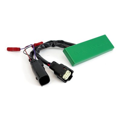 Used to transform your rear turn signals into running, brake & turn signals.
Choice of 10 user selectable built in brake light strobe/flash patterns (user can also select no strobe/flash on brake).
Additional functions include selectable running light intensities to match the running light brightness of turn signals to center taillight.
Ability to apply brake strobe/flash patterns to center taillight only, rear turns only, or rear turns and center taillight.
Built in SMART function which allows normal turn signal flash to override the brake strobe/flash when simultaneously braking and turning.
Choice of 10 user selectable built in brake light strobe/flash patterns (user can also select no strobe/flash on brake).
Additional functions include selectable running light intensities to match the running light brightness of turn signals to center taillight.
Ability to apply brake strobe/flash patterns to center taillight only, rear turns only, or rear turns and center taillight.
Built in SMART function which allows normal turn signal flash to override the brake strobe/flash when simultaneously braking and turning.
Works with LED or regular incandescent light bulbs.
Alarm friendly.
Note: Does not need a load equalizer.
Note: Compatible with CAN-bus wiring system.
Note: Fits US H-D models only.