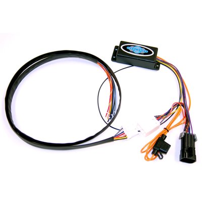 Plug 'n Play for running light, brake light and turn signal functions to new LED taillight and LED rear turn signals. This module has a built-in load equalizer to prevent rapid flashing turn signals. Comes with a new rear fender wiring harness.
Complete with installation instructions.