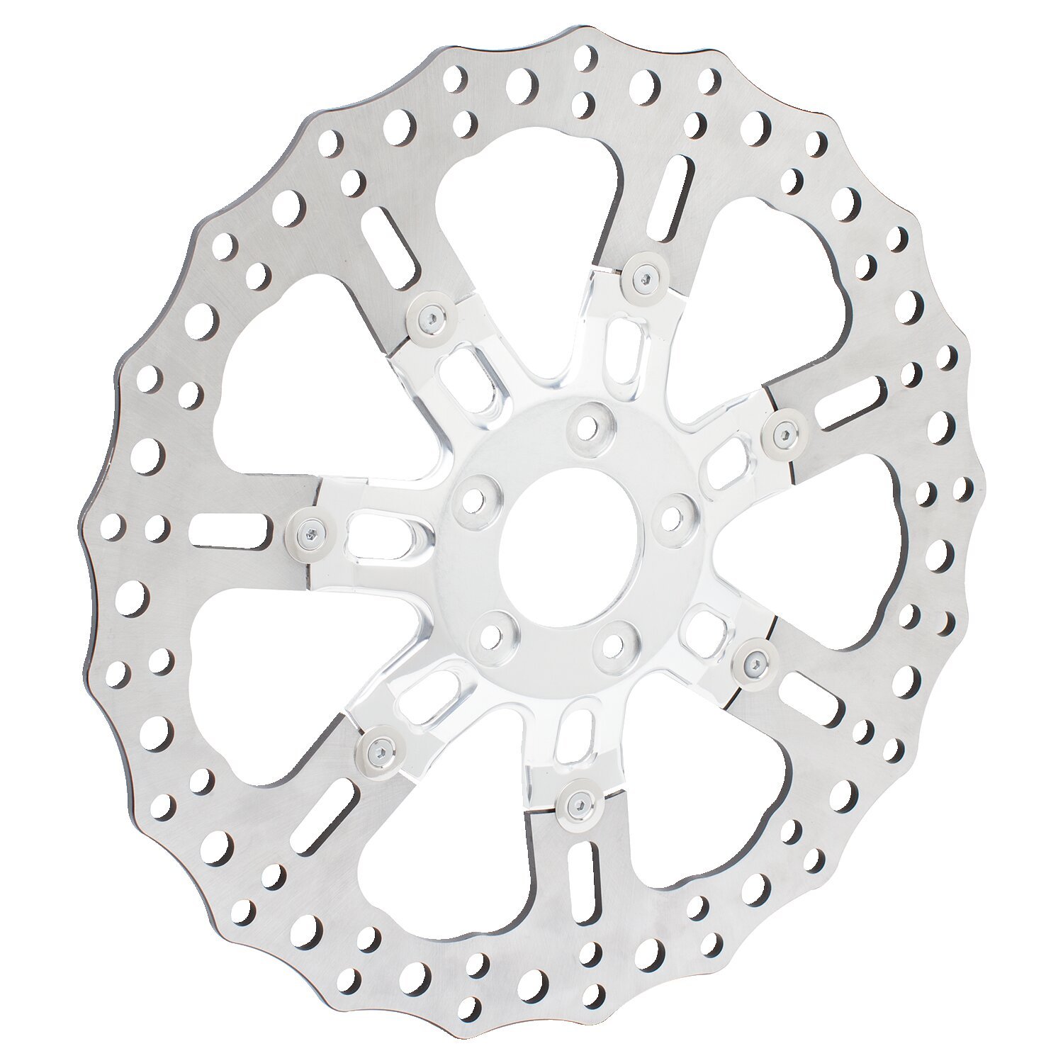 Arlen Ness, 14" 7-valve brake rotor front, 356 mm, Polished