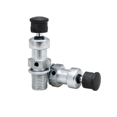 High quality and M10x1 threaded. Easy electric starting of big and high compression motors. Push to activate and auto-close. With 5-7 Newton closing force, for high performance applications. Knobs are molded for 'a cool touch' and easy operation with a warm engine. KPMI brand embossed. 
A: M10x1 threaded. B: 1.750" Overall length. C: Thread length 0.500". 

Note:  for 84-99 Evo B.T. see 569219. For 99-17 Twin Cam see 569220.