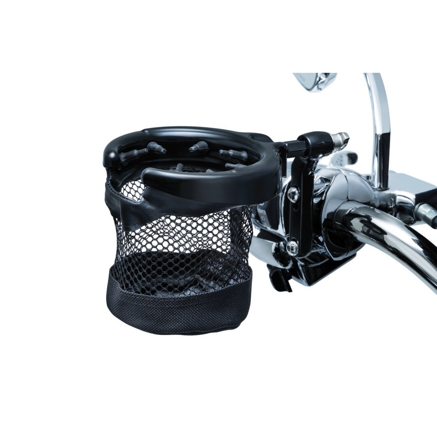 Kuryakyn, Drink holder with mesh basket, Black, Gloss