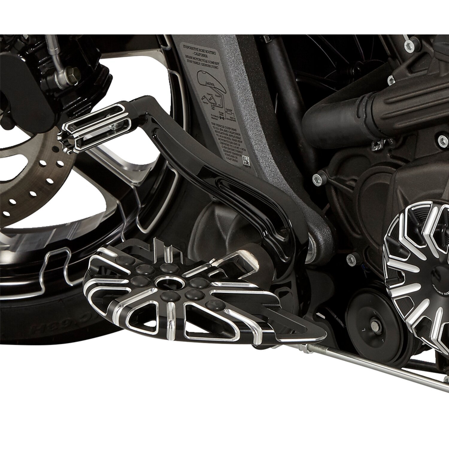 Arlen Ness, 10-gauge mini rider floorboards. CC, Black, Contrast Cut