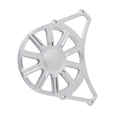 Chrome plated billet aluminum in the 10-gauge design. Direct replacement for the heavy cast aluminum stock cover. Incl. chrome hardware.