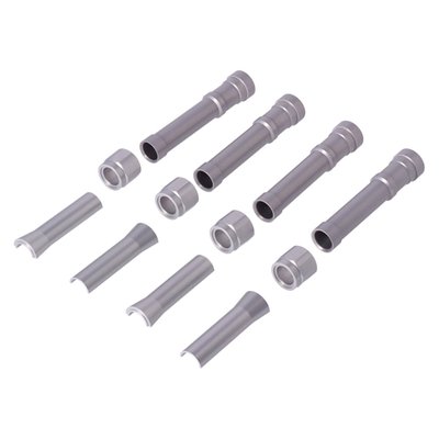 Silver anodized. Used with OEM style cork seals. The High Tech sophisticated look is yours with these quality European made anodized pushrod covers. Kits consists of lower covers, spring covers and retainers, unless mentioned differently. Parts are compatible, and must be used, with stock style components like inner pushrod covers, springs, and seals.