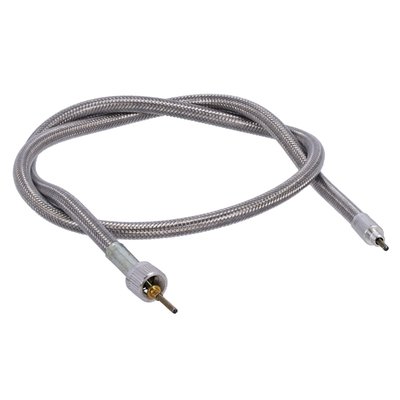 Front wheel drive. 
12-1mm threaded. 
Used with 81-99 large FL style OEM speedos, mini speedos (aftermarket), ultra mini speedos (aftermarket) and black plastic FX, XL OEM speedometers. 
OEM replacement reference 67026-81, 67072-87B, 67060-96 and 67054-98. 
Note: stock length is 36"