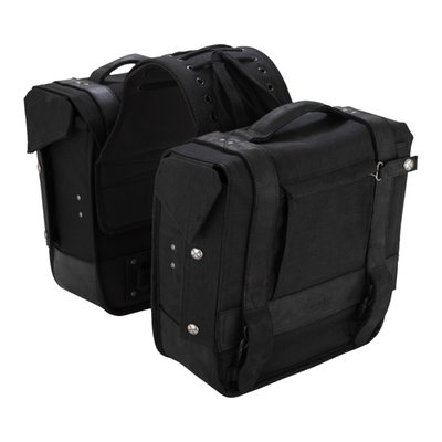 Black CORDURA® with leather paneling for support; Adjustable yoke centre section (recommend using universal support brackets); Dimensions 11.5" wide x 12.5" high x 5" deep
