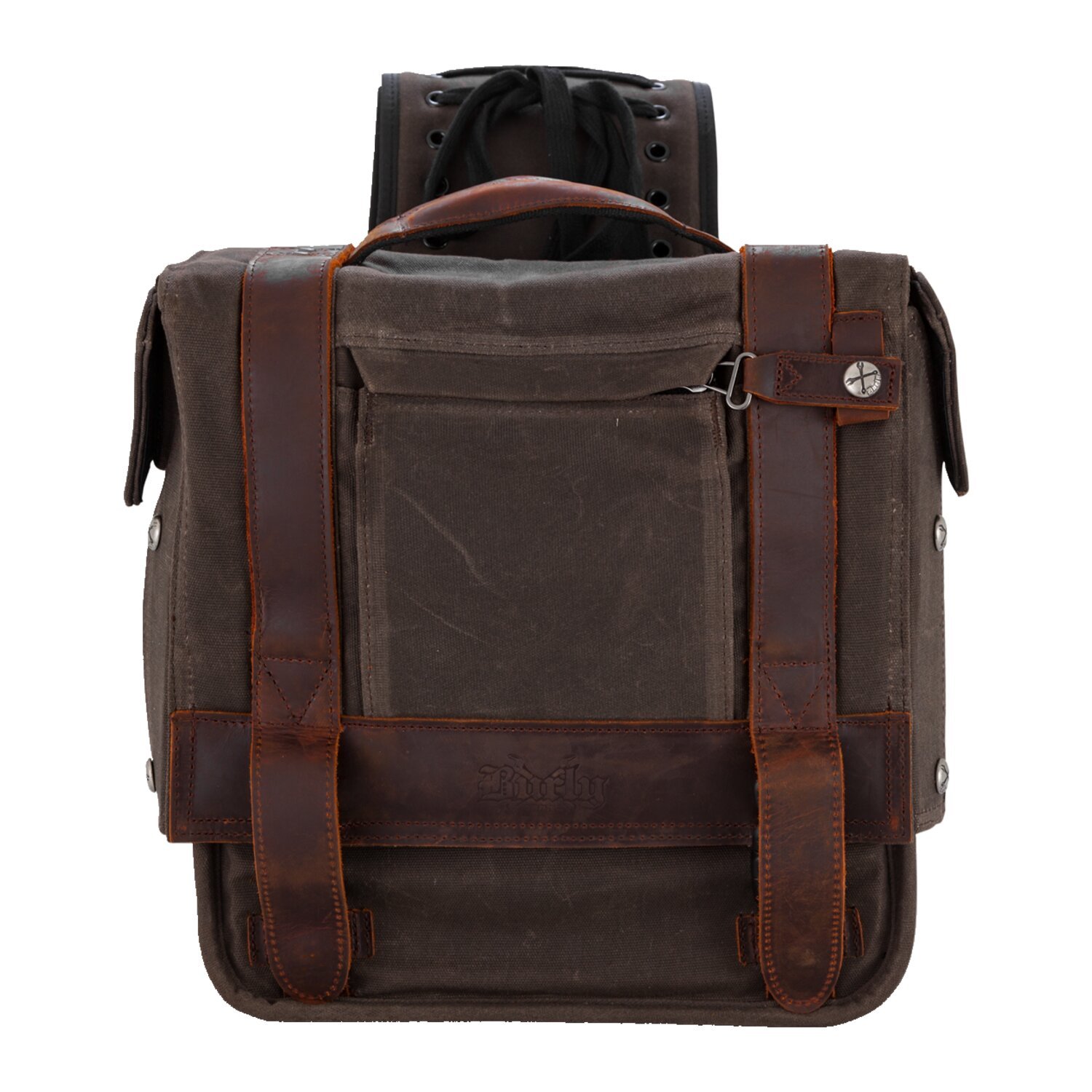 Burly Voyager throwover saddlebags dark oak