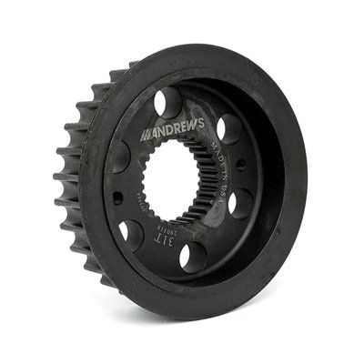 Power pulley. 3% more rpm for models with standard 32T pulley. Improves low speed strength, ideal for hauling sidecars and heavily loaded dressers.