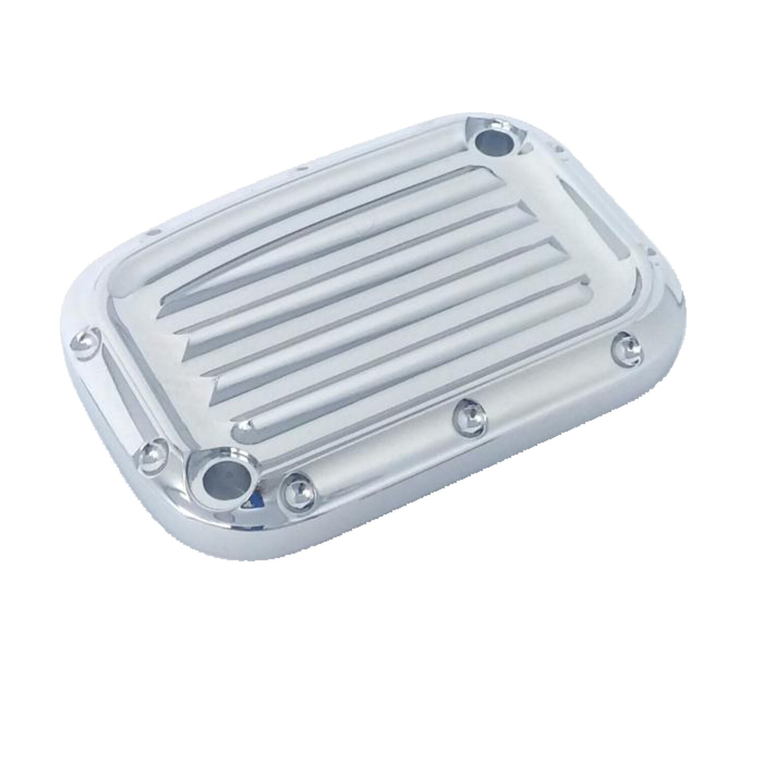 Covingtons handlebar master cylinder cover, chrome dimpled