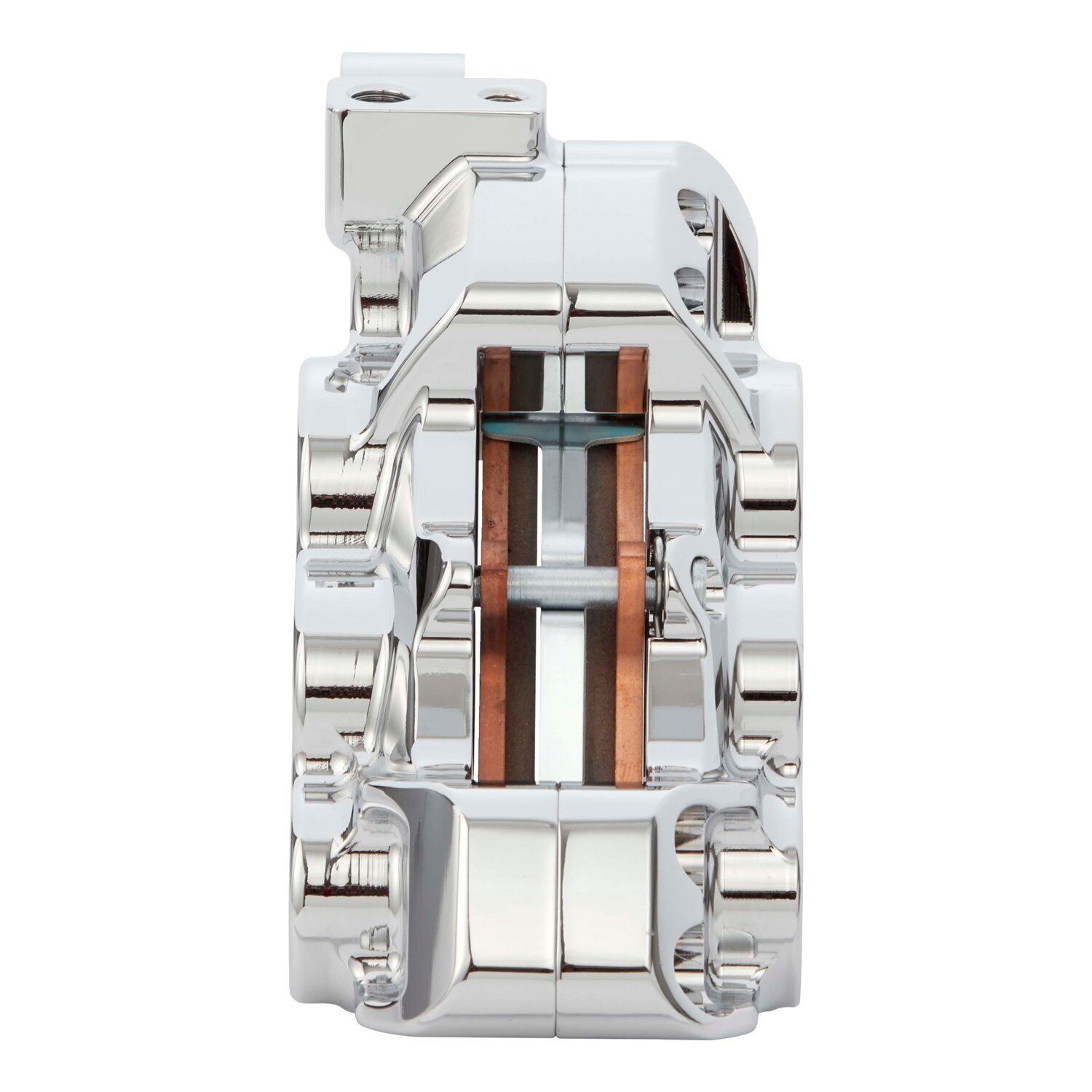 Arlen Ness, 6 piston differential bore caliper front left, Chrome