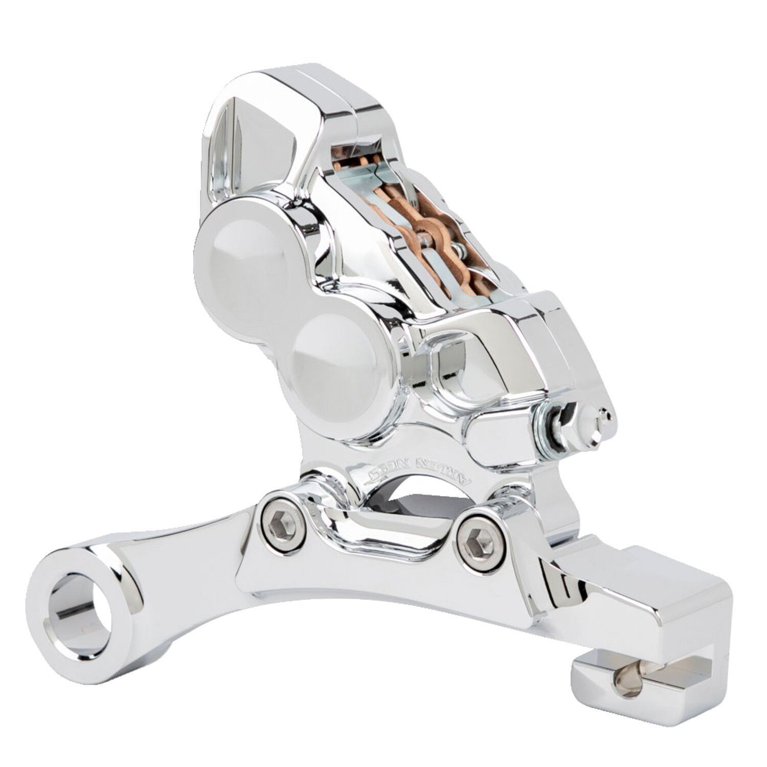 Arlen Ness, 4 piston caliper & bracket kit rear, Chrome