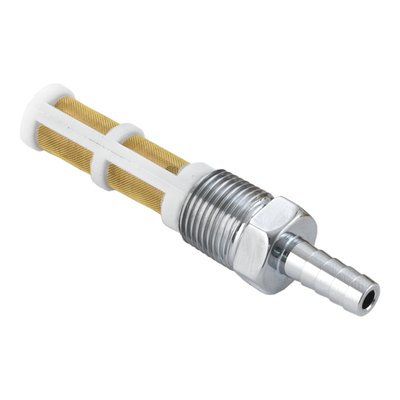 Chrome plated brass; fits all gas tanks with 3/8" NPT thread; used with in-line fuel valves; for 5/16" internal diameter fuel line