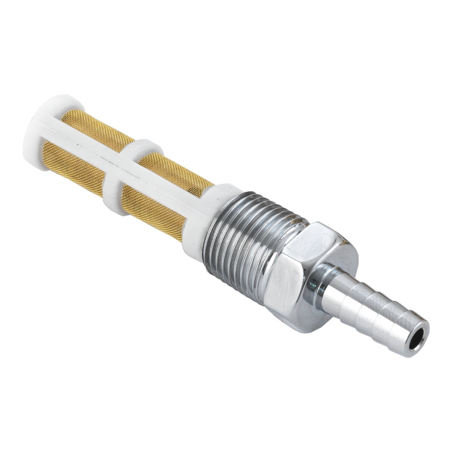K-Tech brass 3/8 NPT custom fuel line fitting, Silver, Chrome