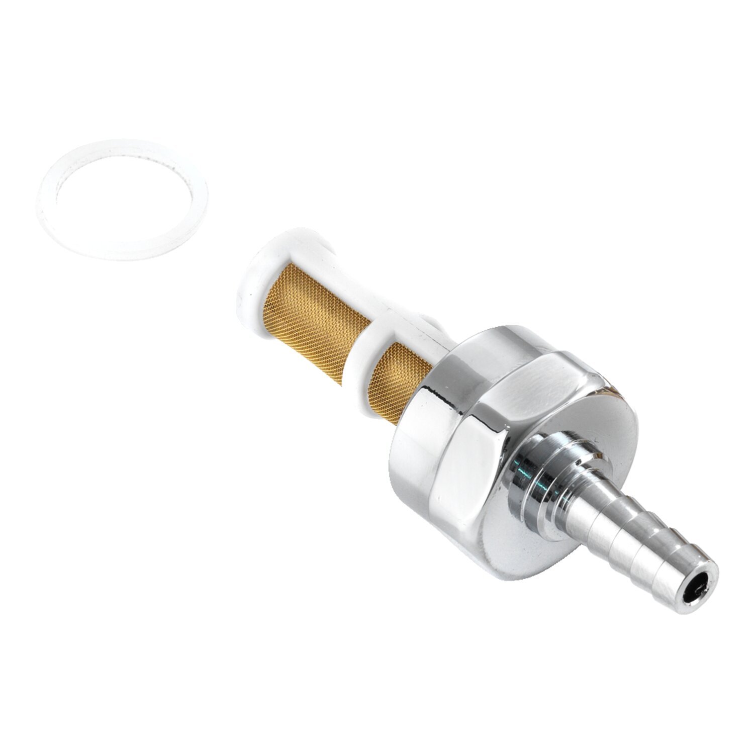 K-Tech brass M22x1 custom fuel line fitting, White, Chrome