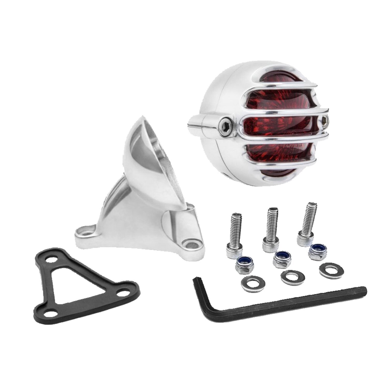 Motone Lecter Taillight with fender mount, Silver, Polished