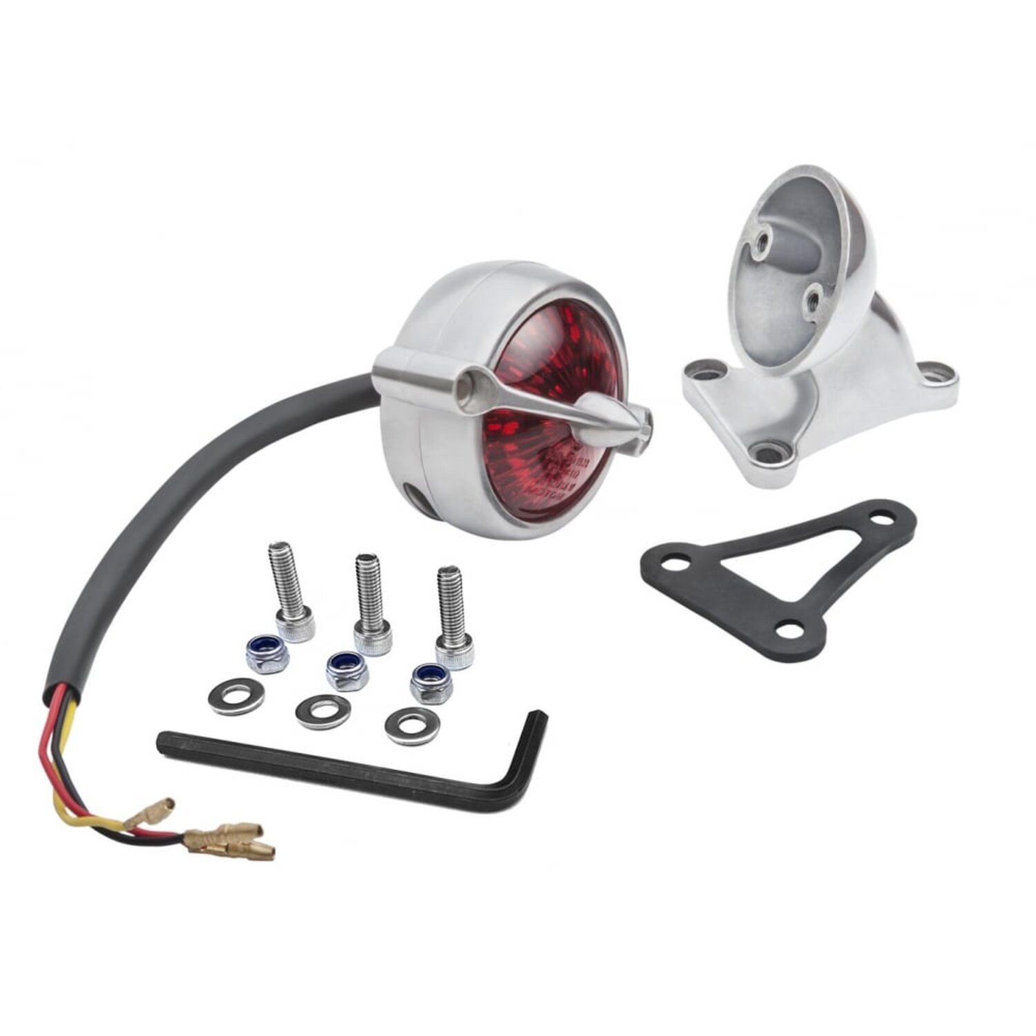 Motone Bel Air Tail Light with fender mount, Silver, Polished