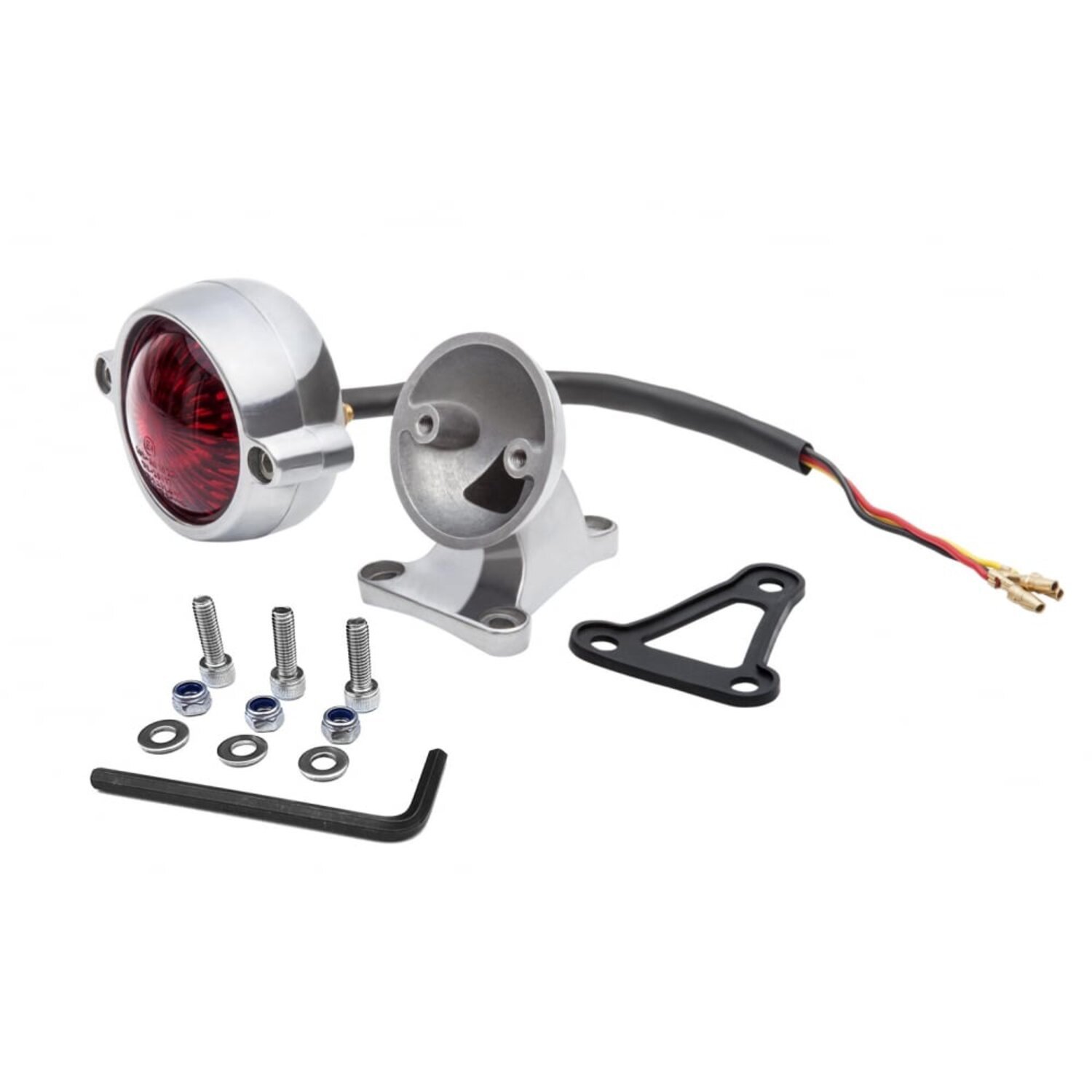 Motone Eldorado Tail Light with fender mount, Silver, Polished