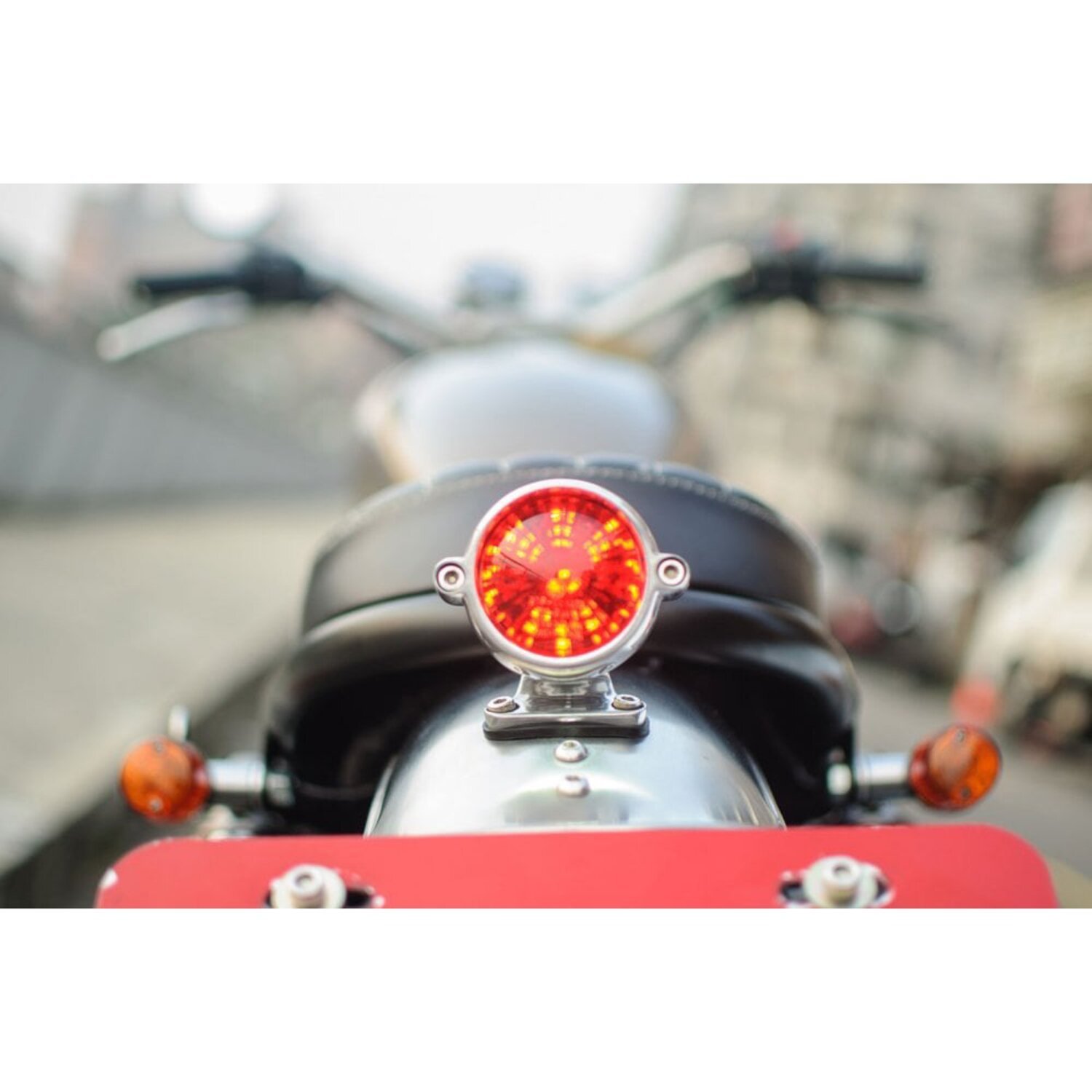 Motone Eldorado Tail Light with fender mount, Silver, Polished