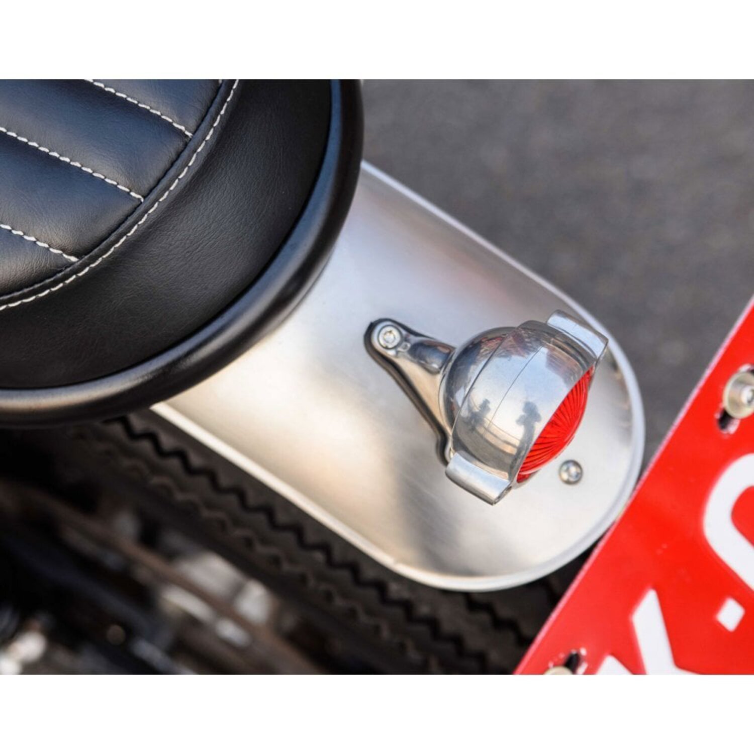 Motone Eldorado Tail Light with fender mount, Silver, Polished