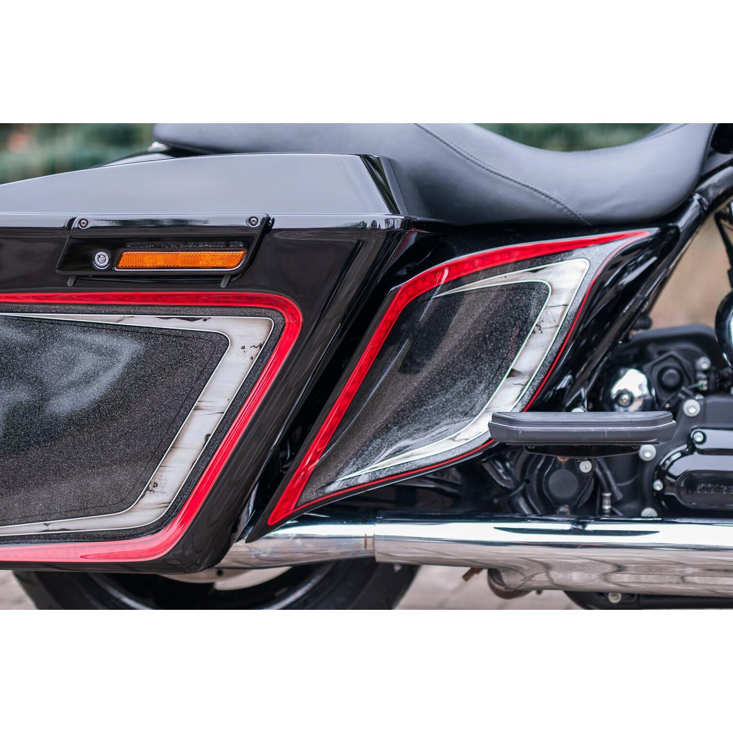 Killer Custom stretched extended side covers "Wave", Gray