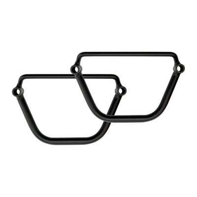 Mounting brackets for Longride saddlebags. Will fit the Longride Heritage Click-on saddlebags and the Longride model specific Iparex & leather saddlebags. Center hole to center hole 18mm. 
Compatible with the Longride Click & Lock system, which is used on all Longride saddlebags. 
Note: Longride locking mechanism must be re-used, is not included and not separately available. It is not included with the replacement 986321 Click & Lock mounting bracket.