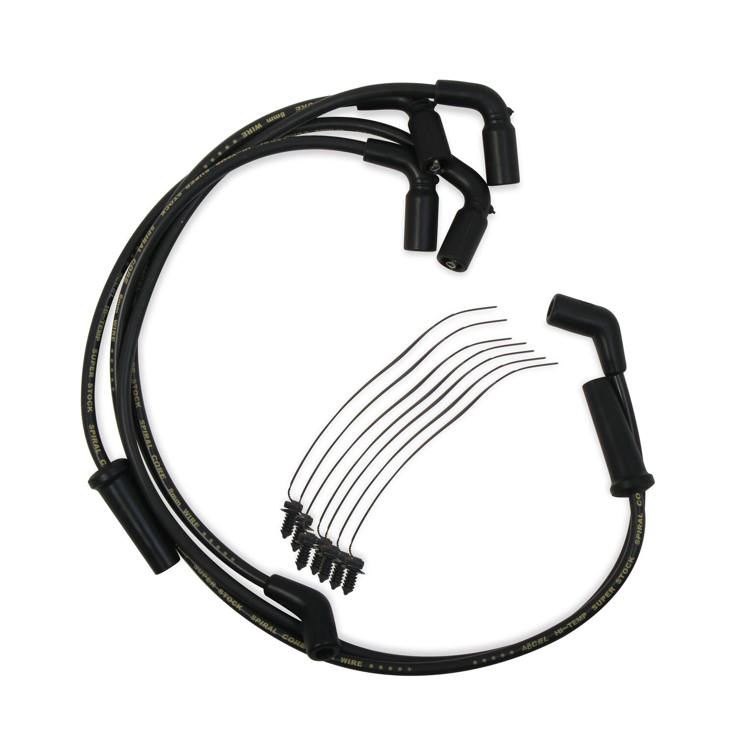 Accel, 8mm Ferro Spiral core spark plug wire set, Black