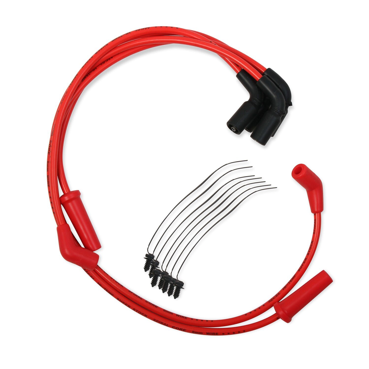 Accel, 8mm Ferro Spiral core spark plug wire set, Red