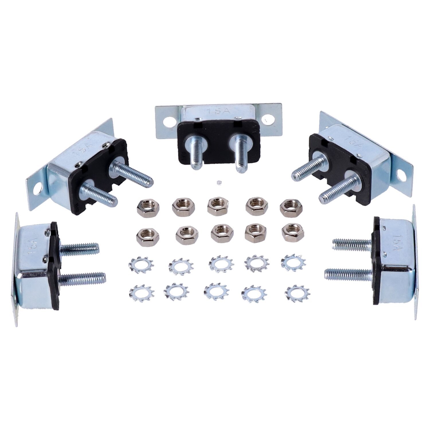 Circuit breaker, automatic. Dual mount, metal. 15A