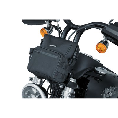 Strap it to your bar, fork, windshield bracket or sissy bar. The Barrio Bag is designed to as go-to stash pouch. Takes everything from your favorite drink to tools. Flexible hook-&-loop straps coupled with multiple MOLLE attachment points accommodate virtually any set-up you can think of.
• Dimensions: 7" (17.8cm) wide x 4" (10.2cm) deep x 9" (22.9cm) high (fully expanded)
• Cubic Inches: 266 (approx 4.5 liters)
• Durable UV-rated, weather-resistant 1200 denier textile material
• Roll top design with high-strength hook and loop closure for storage versatility and water resistance
• Fully adjustable convenient speed-buckle clasps
• MOLLE modular attachments points
• Safe and secure storage for wallets, sunglasses, phones, road sodas, tools, and more
• Front and side quick-stash pockets