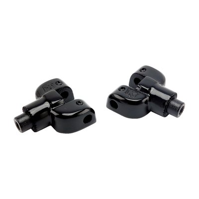 Gloss black; Splined adapter that allows installation of any Kuryakyn passenger floorboards, mini-boards or footpegs that use splined adapters. The splines allows the passenger footrest to rotate and then fasten to the preferred foot angle for best passenger comfort