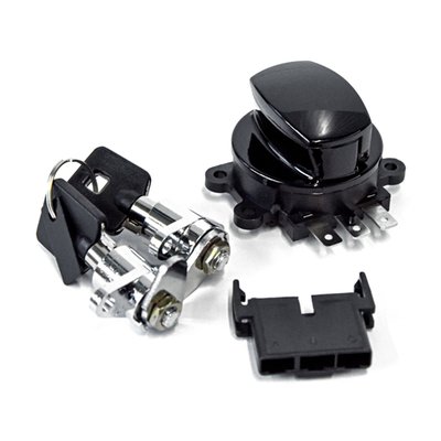 Replacement ignition switch and lock kit that provides you with a new ignition switch and a set of saddlebag locks that work on the same key. Direct replacement kit for FLHR Road King models with hard saddlebags.