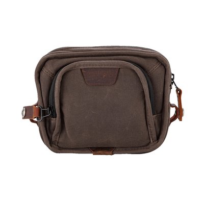 Manufactured from Dark Oak wet waxed UV treated cotton canvas
Burly calls this their 'Voyager Handlebar Bag' and nicknamed it Dime Bag. Stuff it with dimes, bank notes or something else, its true middle name stays multi-functionality. Great for use on club style bikes equipped with T-bars or high style risers but that don't mean its use is limited to handlebars since it mounts virtually everywhere. Comes with two exterior zippers with a large interior space and elastic pockets the feature YKK zippers secured with an anti-flail snap system. Mounts with 4 Velcro straps and MOLLE system. 
Approx dimensions: 25.5" (64.8 cm) high x 9" (22.9 cm) wide x 9" (22.9 cm) deep