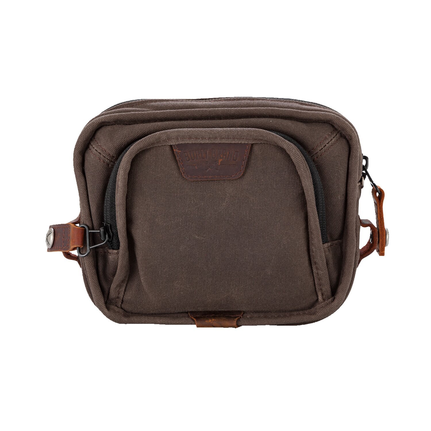 Burly Voyager handlebar bag, dark oak wet waxed canvas