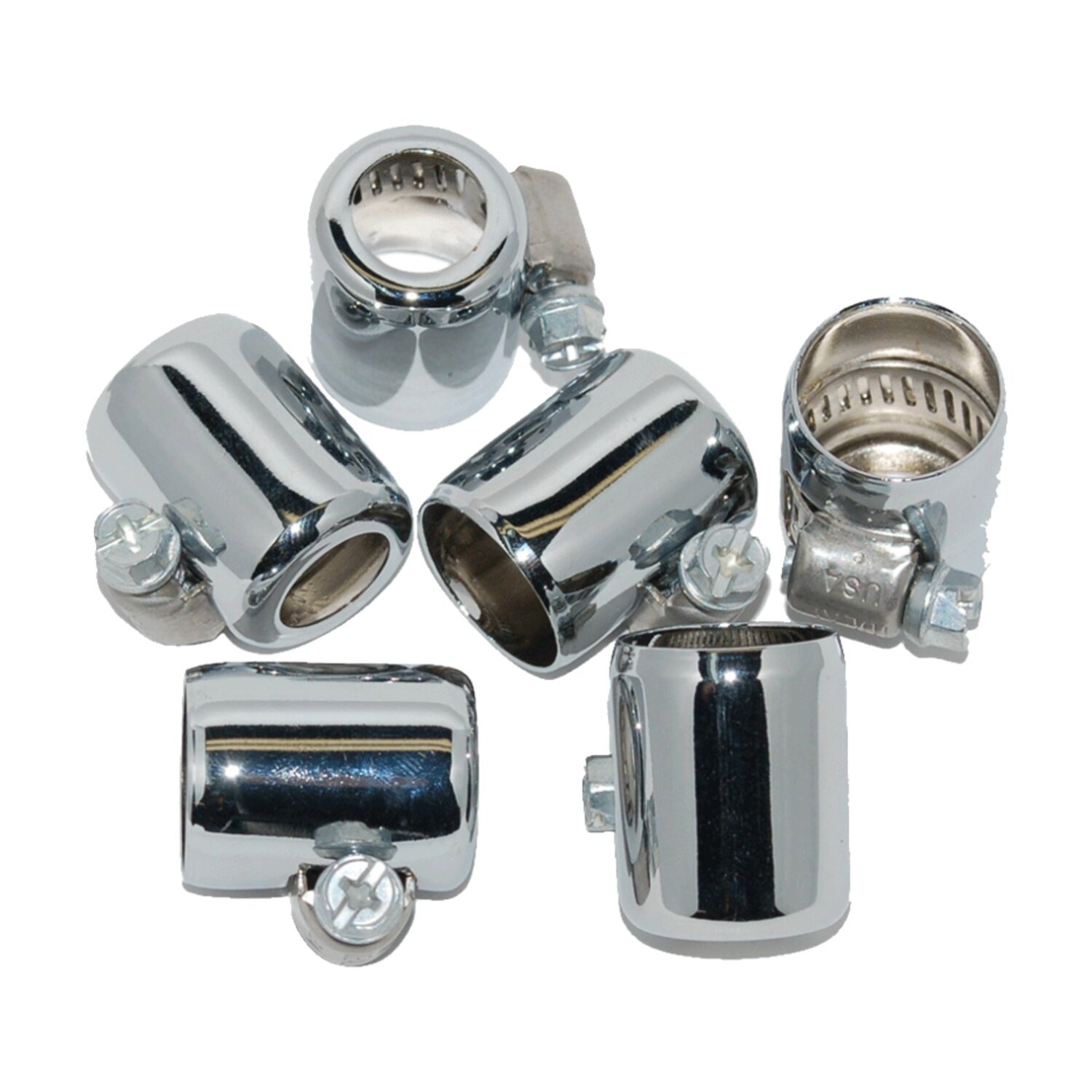 NAMZ, oil line hose clamps. 3/8" ID, Chrome