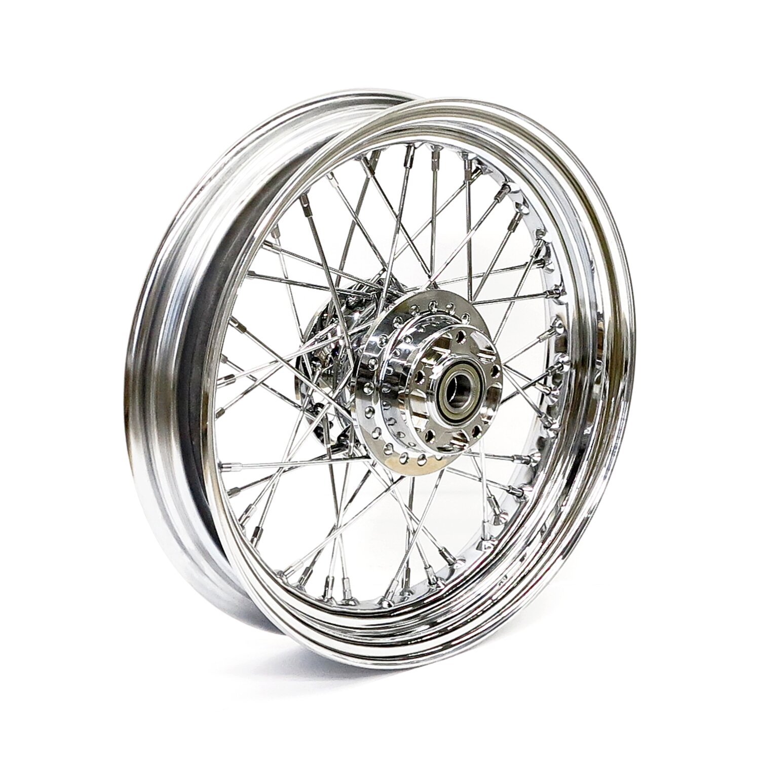 3.00 x 16 front wheel 40 spokes, Chrome