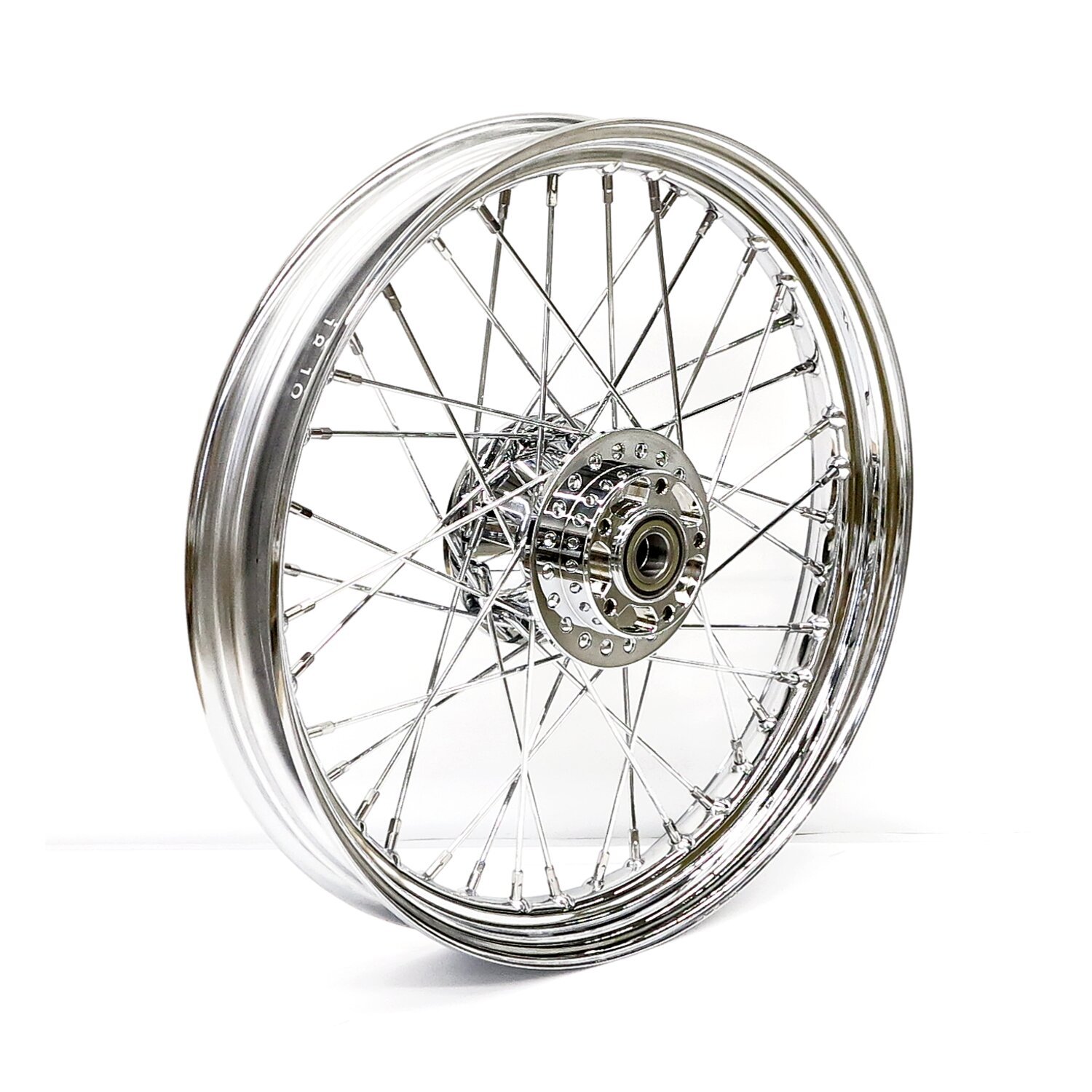 2.50 x 19 front wheel 40 spokes, Chrome