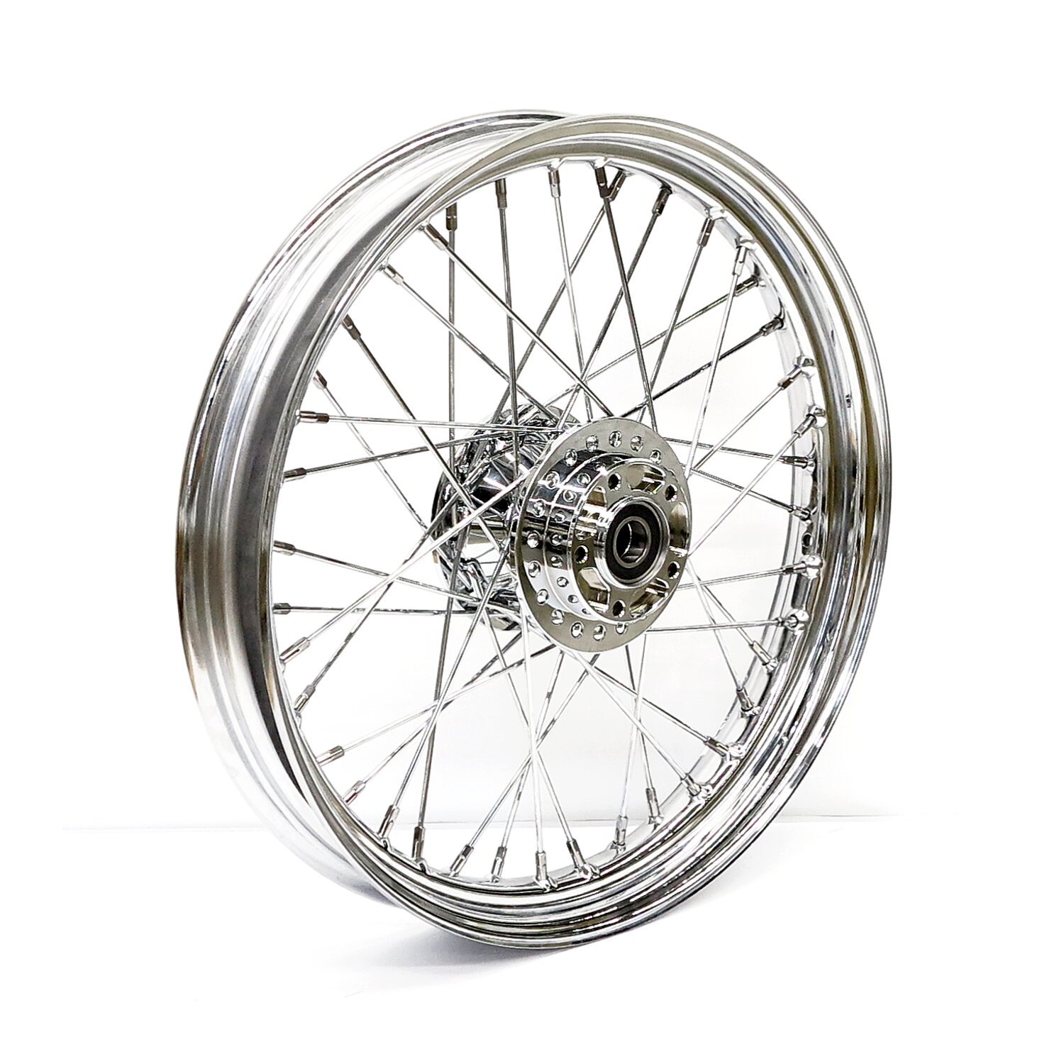 2.50 x 19 front wheel 40 spokes, Chrome