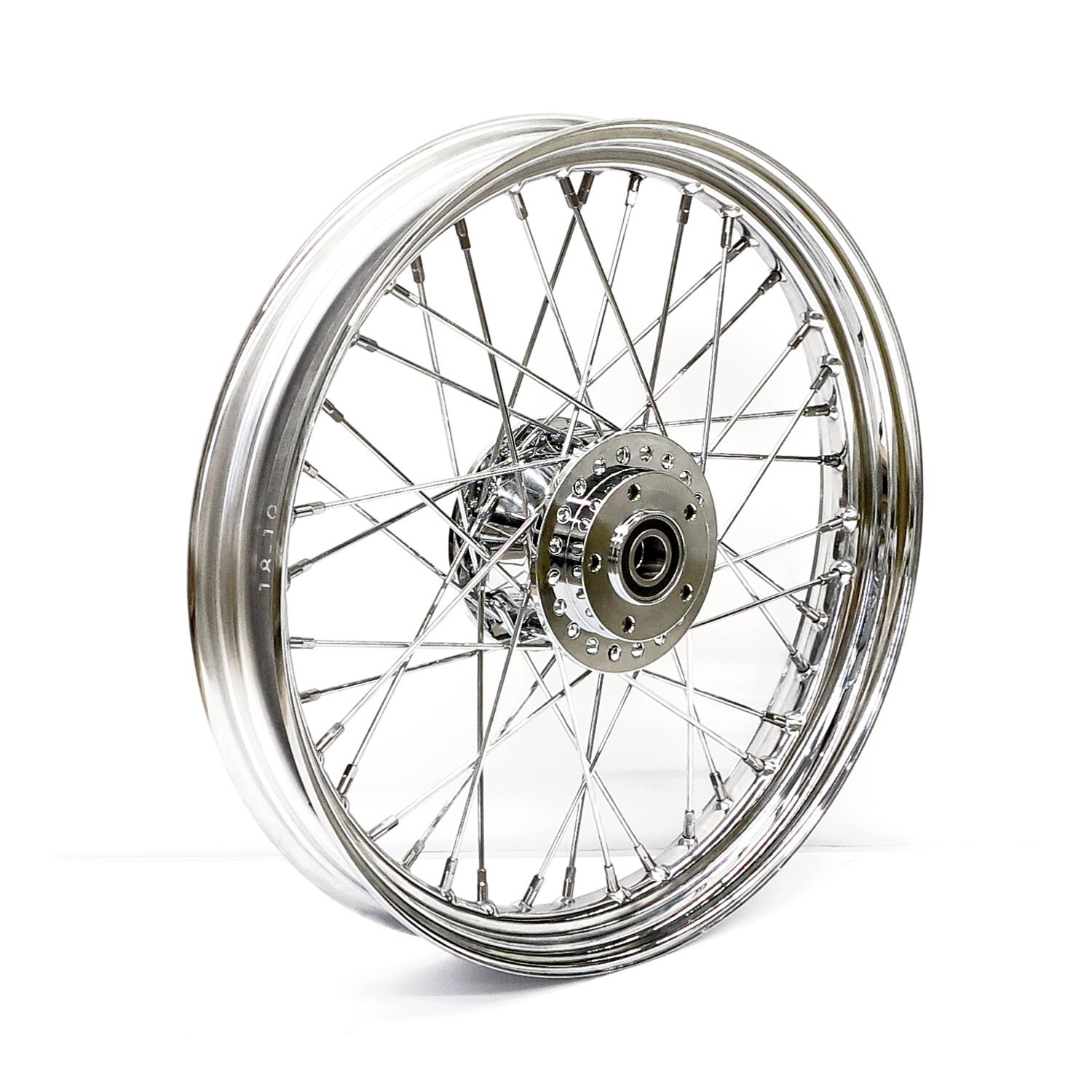 2.50 x 19 front wheel 40 spokes, Chrome