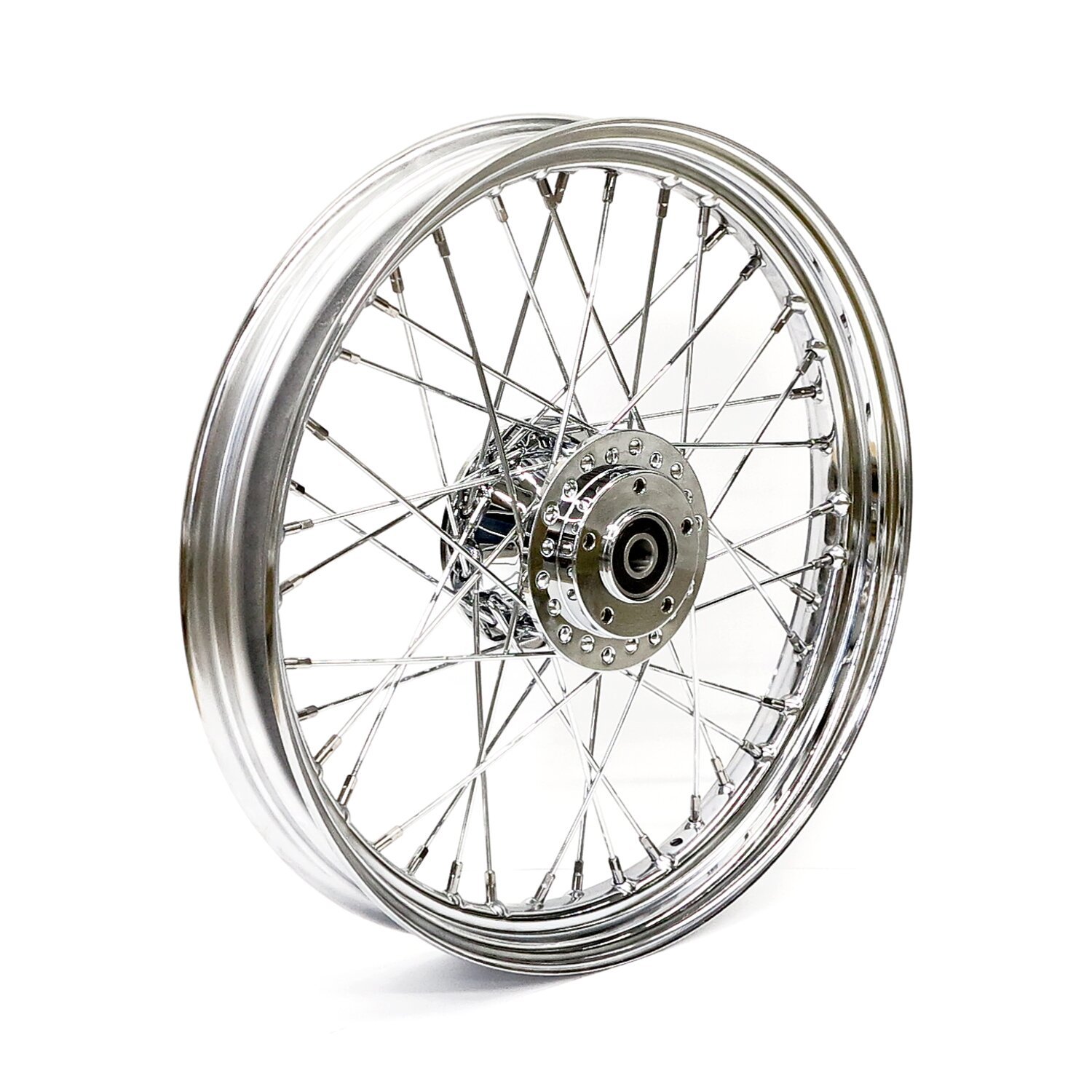 2.50 x 19 front wheel 40 spokes, Chrome
