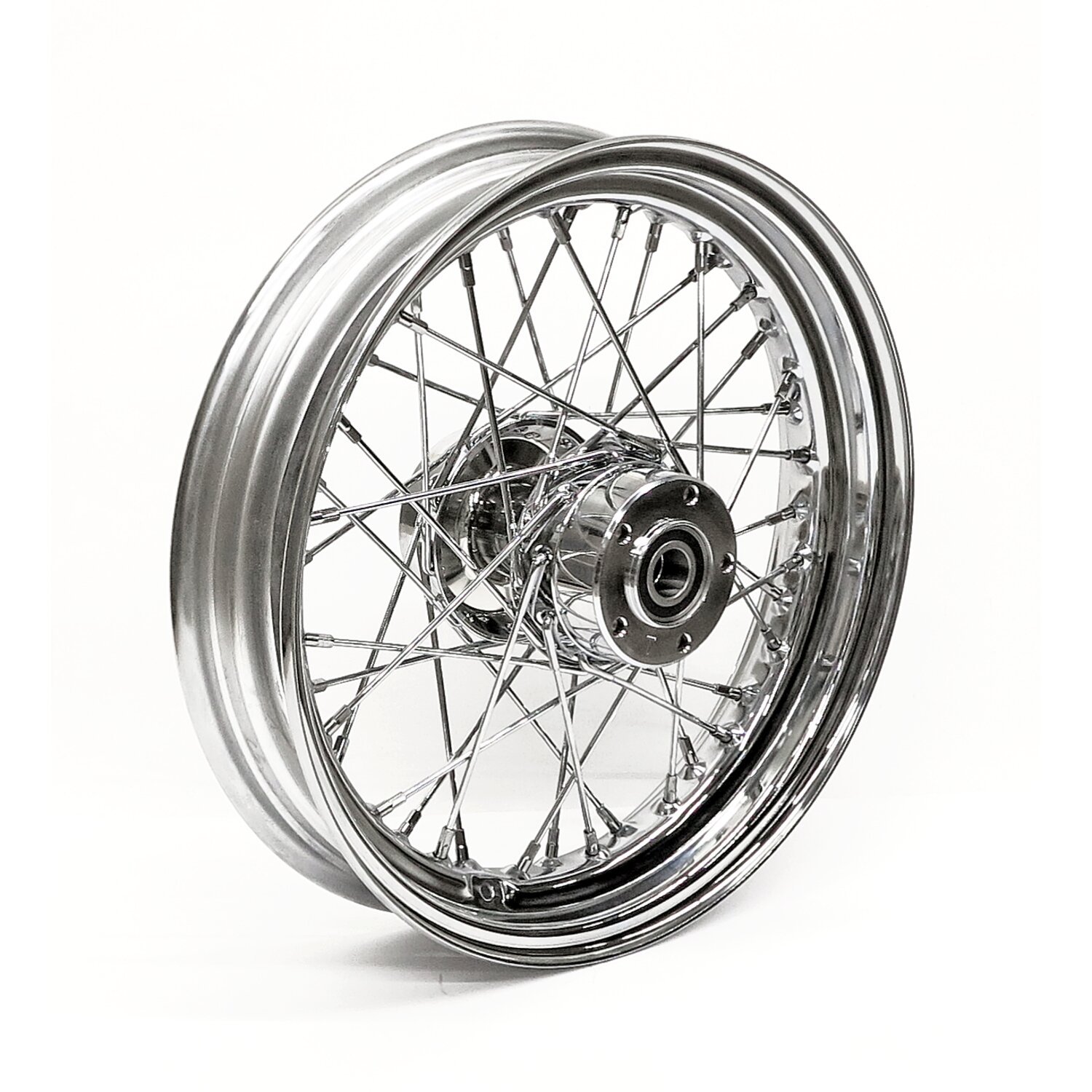 3.00 x 16 front wheel 40 spoke, Chrome