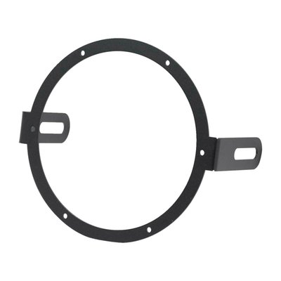 Open style. Universal black powder coated steel headlamp grill with side mount. Made to offer headlamp lens protection, but also offers awesome custom looks. Compatible with 7" (17.8cm)  to 8" (20.3cm) headlamps. Comes with clear, smoke and yellow plexiglass lenses to fit your style. 
Note: Installation modifications may be required.