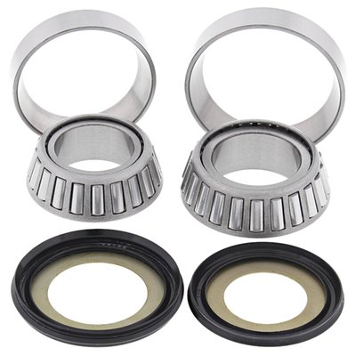 Direct replacement for OEM tapered bearings; upgraded ball style bearings; incl top & bottom bearing assemblies & seals