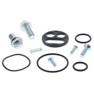 Kit includes all necessary components to rebuild 1 fuel tap: face screws, tank bolts, face gasket, tank gasket, diaphragm, O-rings, wave washer