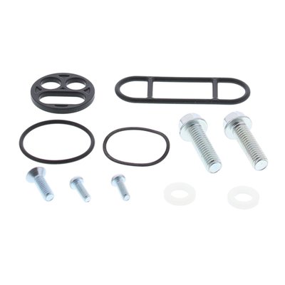Kit includes all necessary components to rebuild 1 fuel tap: face screws, tank bolts, face gasket, tank gasket, diaphragm, O-rings, wave washer