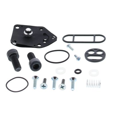 Kit includes all necessary components to rebuild 1 fuel tap: face screws, tank bolts, face gasket, tank gasket, diaphragm, O-rings, wave washer