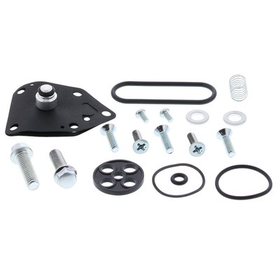 Kit includes all necessary components to rebuild 1 fuel tap: face screws, tank bolts, face gasket, tank gasket, diaphragm, O-rings, wave washer